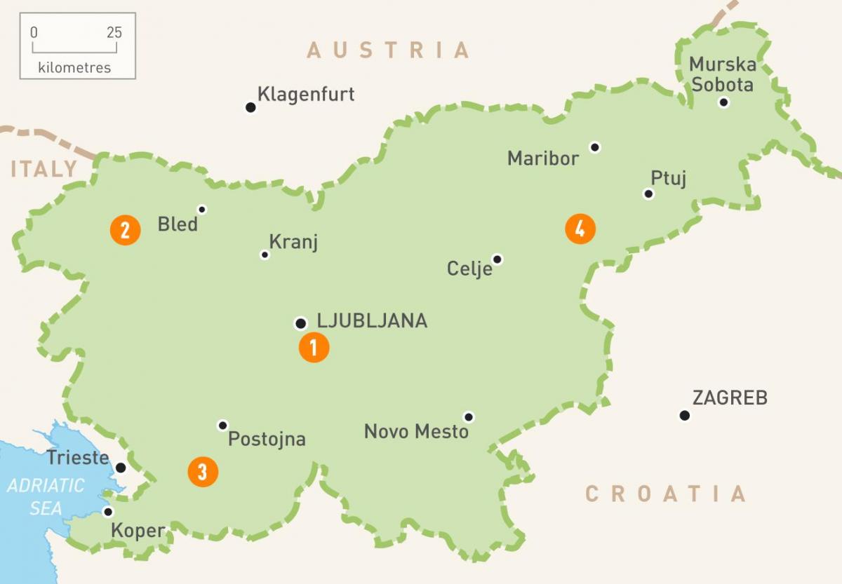 Mapa da Eslovénia regiões