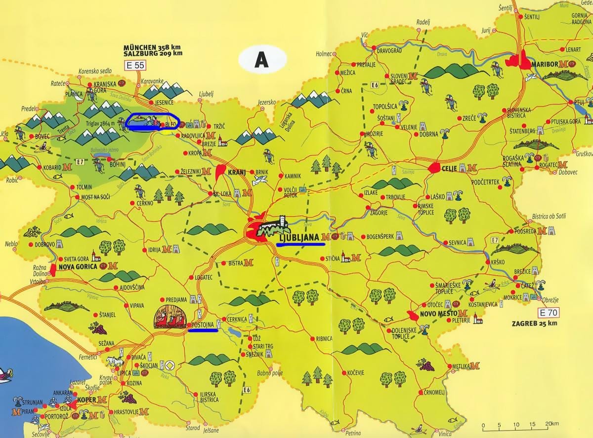 Mapa da Eslovénia turismo