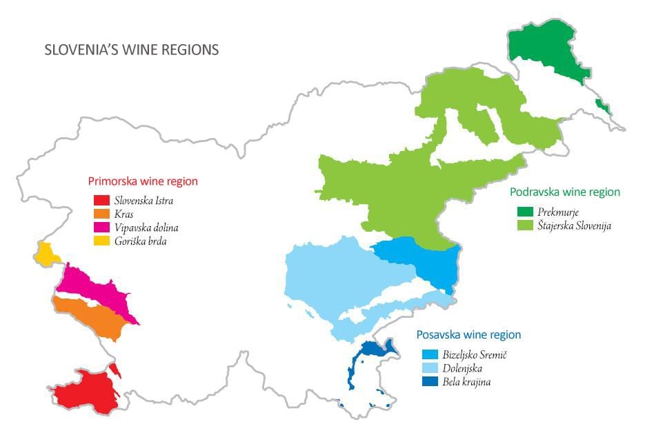 Mapa da Eslovénia vinho