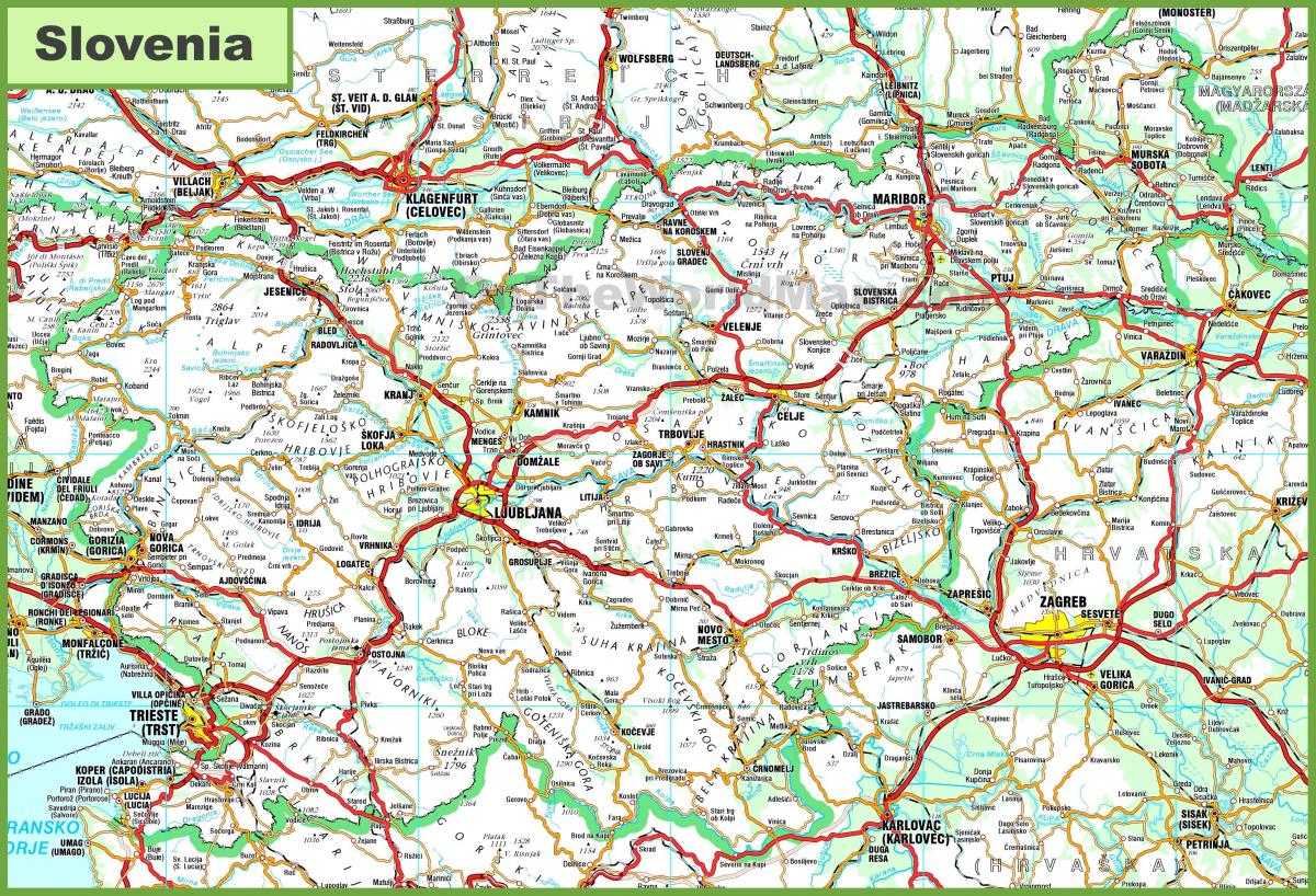 Mapa detalhado Eslovénia