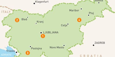 Mapa da Eslovénia regiões