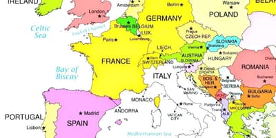 Mapa da europa mostrando Eslovénia