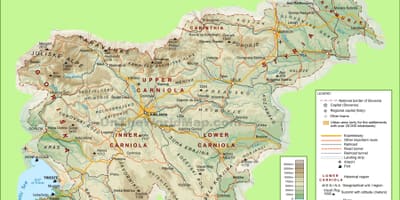Mapa da Eslovénia física